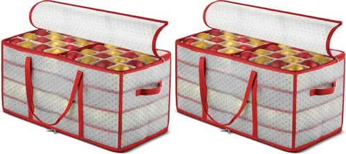 Miniatura 9 de ZOBER Caja de almacenamiento de plástico para adornos de Navidad, almacena 128 adornos de 3 pulgadas con bandejas individuales, caja de Verde