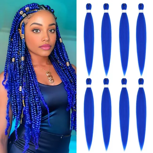 Miniatura 56 de 8 paquetes de extensiones preestiradas - 16 pulgadas de cabello trenzado premium, 55G/paquete, sin picazón, fijación en agua caliente, textura Perm