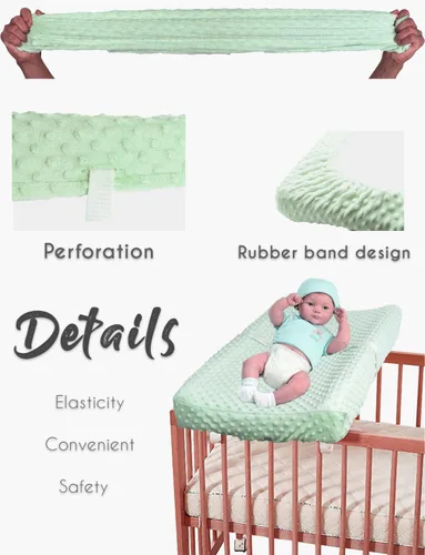 Miniatura 9 de Funda para cambiador de bebé, súper suave, con lunares Minky para bebés, niñas y niños, ultra cómoda, segura para bebés, se ajusta a almohadillas