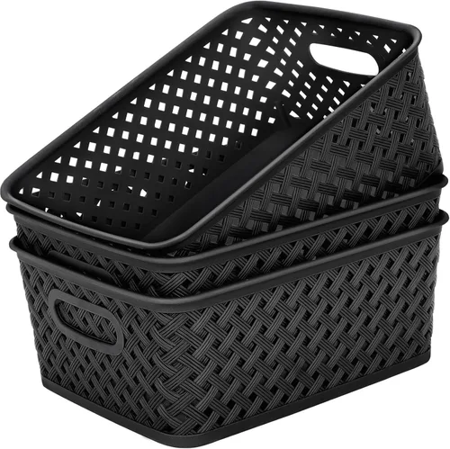 Miniatura 19 de MaxGear Organización y Almacenamiento 3 Paquetes, Contenedores Organizadores de Plástico, Cestas Tejidas para Almacenamiento, Cestas de Plástico
