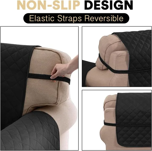 Miniatura 6 de PrinceDeco Funda de sofá para perros, lavable y reversible, apta para mascotas, resistente al agua, protector de muebles con correas elásticas