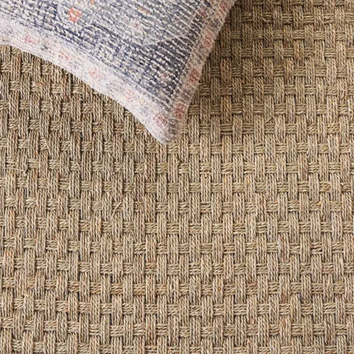 Miniatura 7 de SAFAVIEH Alfombra de Área 6x9 - Colección de Fibra Natural - Natural y Negro, Hierba Marina, Patrón de Tejido de Canasta con Borde (NF114C)