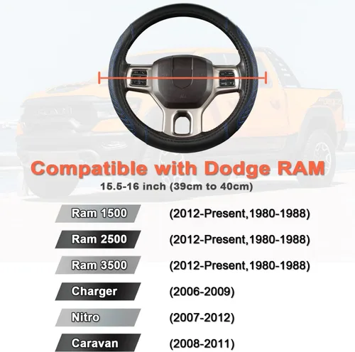 Miniatura 2 de West Llama Funda personalizada para volante de automóvil Dodge RAM 1500 2500 3500, 15.5-16 pulgadas
