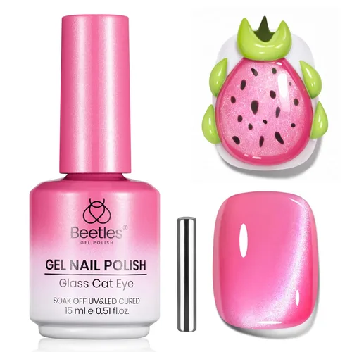Miniatura 19 de Beetles - Esmalte de uñas de gel ultravioleta semipermanente sin HEMA de alto brillo para manicura francesa y arte de uñas, frasco a juego, blanco