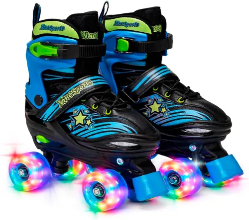 XinoSports - Patines ajustables para niños y niñas con ruedas iluminadas (de 5 a 20 años) - Patines con ruedas iluminadoras