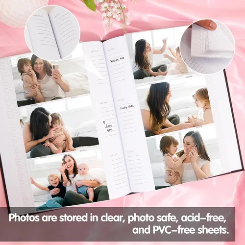 Miniatura 5 de Álbum de Fotos 4x6 360 Fotos con Espacio para Escribir Cubierta de Cuero con Ventana Frontal, Álbum de Imágenes 360 Fotos Libro de Álbum de Fotos