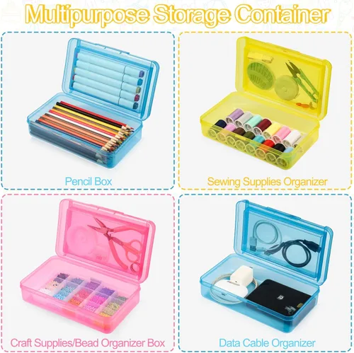 Miniatura 5 de Meiikun Caja de lápices, cajas de lápices de gran capacidad, 2 compartimentos, estuche rígido con tapa hermética, caja organizadora de Amarillo