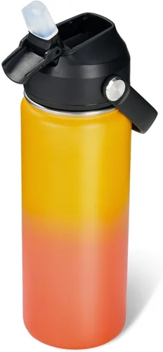 Miniatura 34 de Fijinhom Botella de agua aislada de acero inoxidable de 18 oz, de boca ancha, de doble pared, con vacío, con pajita de silicona, a prueba de sudor