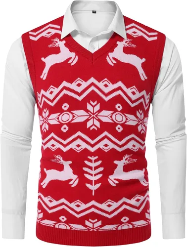 Miniatura 27 de Amussiar Suéter casual para hombre, chaleco con cuello en V, ajustado, sin mangas, suéter de punto