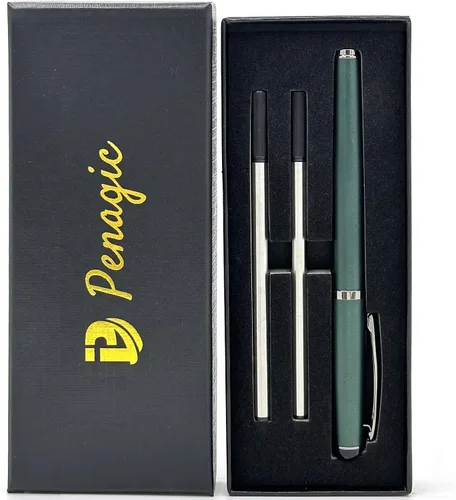 Miniatura 6 de Penagic Bolígrafo roller de lujo, tinta negra, punta fina, unisex, bolígrafo de escritura profesional, juego de 1 con 2 recambios