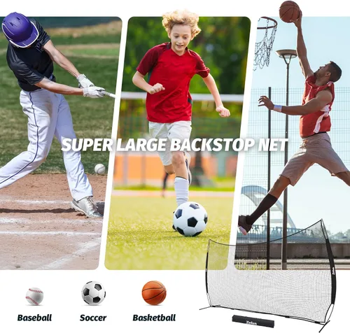 Miniatura 2 de Red de barrera de 12x9 pies / 16x10 pies, barrera para deportes de pelota, red de práctica para béisbol, sóftbol, lacrosse, fútbol, baloncesto y más