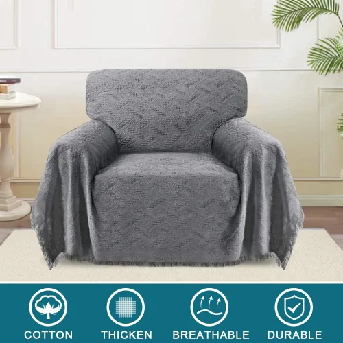 Miniatura 2 de Turquoize - Funda para sofá de algodón de color gris, protector para sofá, funda para sofás, fundas para sofá seccional lavables para perros