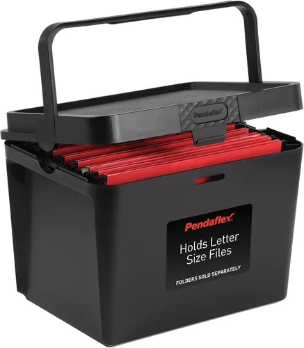 Pendaflex Caja de archivos portátil, tamaño carta, 14.25 x 9.25 x 11 pulgadas, color negro