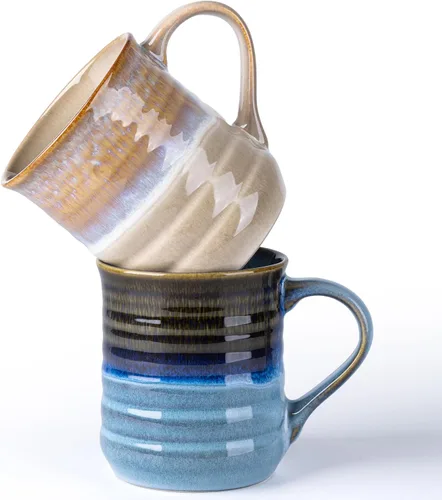 Miniatura 10 de GBhome 18oz Large Coffee Mug, Handmade Ceramic Coffee Mug for Latte/Tea/Beer/Hot Cocoa, Dishwasher & Microwave Safe, Gradient blue