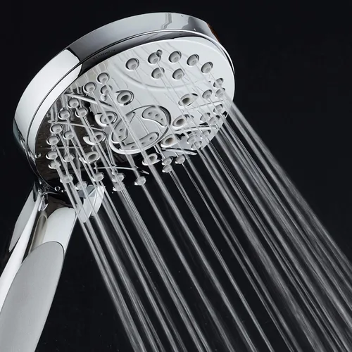 Miniatura 2 de Cabezal de ducha de mano de lujo de alta presión de 6 ajustes – Manguera de acero inoxidable extralarga de 6 pies – Chorros anti-obstrucción – Cromo