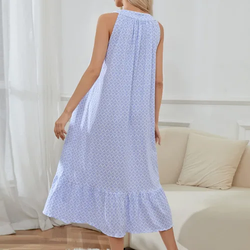 Miniatura 2 de FMIRREO Camisón de algodón para mujer, sin mangas, suave, cómodo, camisón largo para mujer