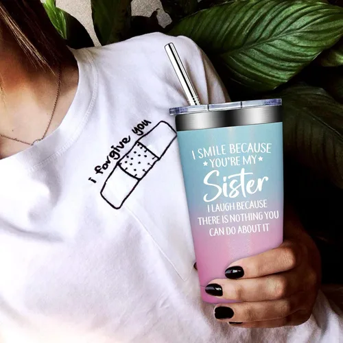 Miniatura 5 de Grifarny Regalos para Hermanas - Cumpleaños, Navidad, Regalo del Día de la Madre para Hermanas - Taza de Café "I Smile Because You are My Sister