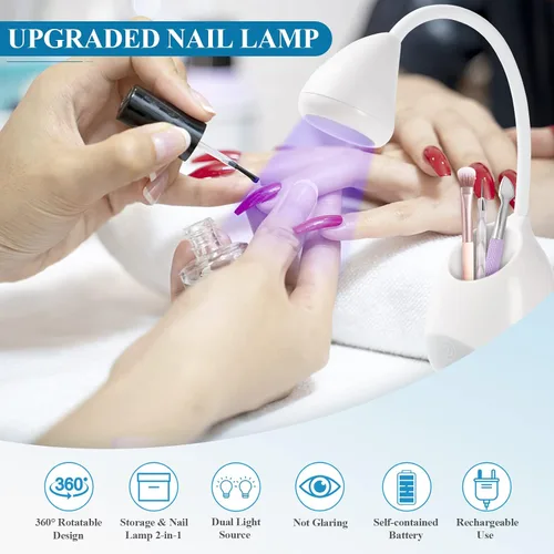 Miniatura 5 de SAVILAND Lámpara LED UV para uñas: Mini luz UV de 36 W para uñas de gel con soporte para cepillo de uñas, lámpara de uñas de gel y luz de curación