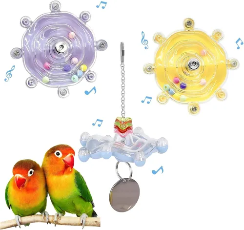 Miniatura 7 de Juguetes para periquitos, juguete de rueda colorida para periquitos, juguete interactivo con sonajero giratorio para loros, juguete para cacatúa