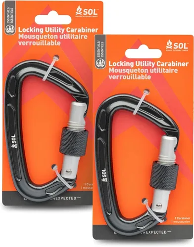 S.O.L. Survive Outdoors Longer Mosquetón de utilidad con bloqueo 3.9 in - (Pack de 2)