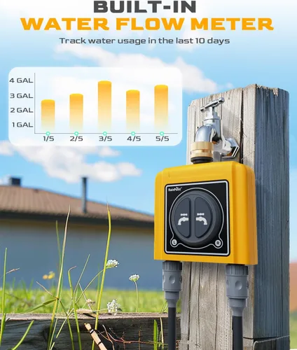 Miniatura 6 de RAINPOINT Temporizador de agua WiFi con entrada de latón, temporizador de rociador de 2 salidas, controlador automático del sistema de riego