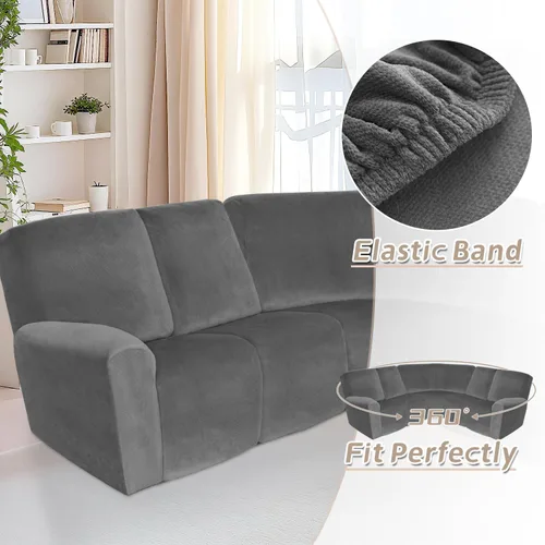 Miniatura 12 de Arfntevss Fundas de sofá seccional reclinable de terciopelo, Funda de sofá seccional de esquina para sofá reclinable, Funda elástica suave