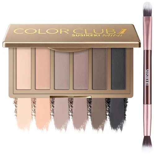 Miniatura 10 de SUSIKEKI 6 Colores Mini Paleta de Sombras de Ojos Maquillaje Neutro Nude Ahumado Sombra de Ojos Taupe y Marrón Mate Paleta de Maquillaje con Espejo