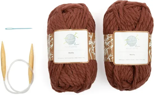 Miniatura 7 de mindfulknits Kit para aprender a tejer - Tejer un gorro grueso - Agujas de tejer, aguja de hilo e hilo acrílico grueso voluminoso para tejer - Malai