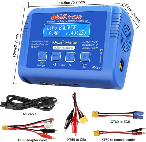 Miniatura 7 de Cargador de batería de equilibrio B6AC, B6 AC 80W Lipo cargador de equilibrio de batería 6A descargador, cargador de batería de coche RC