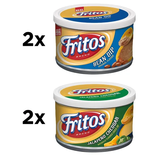 Miniatura 2 de Fritos - Paquete variado de patatas de maíz, salsa de frijoles y salsa de jalapeños con cheddar, latas de 9 onzas (paquete de 4)