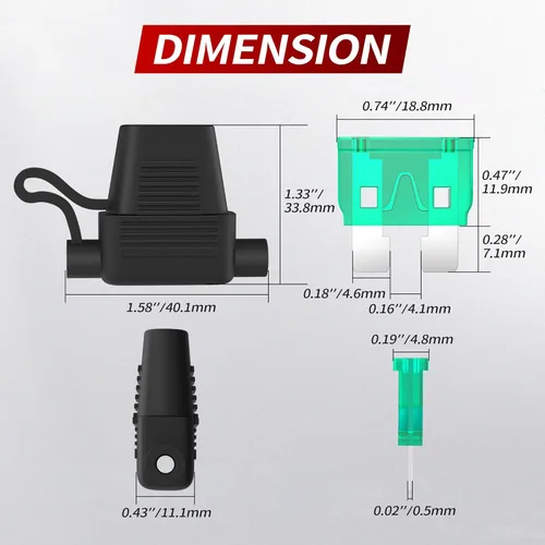 Miniatura 2 de DaierTek Portafusibles en línea de 12 AWG, 12 V, ATO/ATC, portafusibles en línea, 12 voltios, impermeable, con fusible de hoja media de 30 amperios