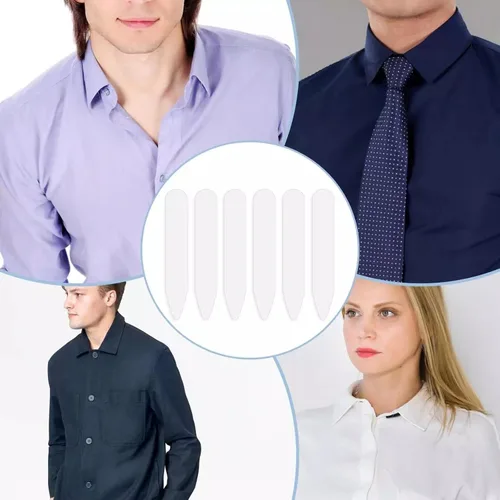 Miniatura 4 de 100 unidades de cuello blanco de 2 pulgadas para camisas de vestir de hombre, estancias de cuello de plástico, estancias de cuello de camisa