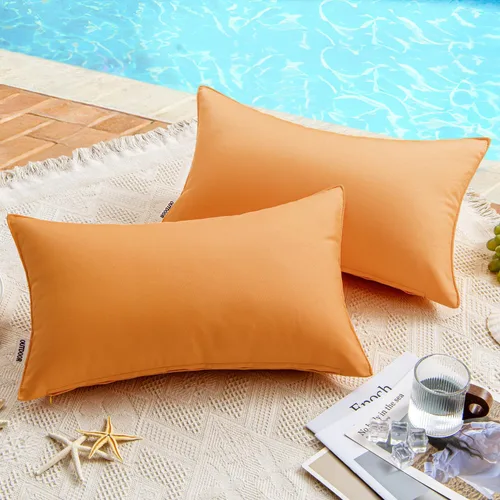 Miniatura 58 de MIULEE - Juego de 2 fundas de almohadas decorativas para exteriores, impermeables, cuadradas, para jardín, para cenador de primavera, tienda de Negro
