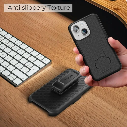 Miniatura 9 de MOTIVE Funda para iPhone 14, funda con clip para cinturón para Apple iPhone 14, funda protectora delgada y resistente a prueba de golpes con soporte