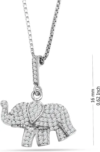 Miniatura 4 de LeCalla 925 Sterling Silver Elephant Necklace for Women Animal Necklace Pendant Gift for Animal Lover Good Luck Elephant Pendant Necklace Jewelry