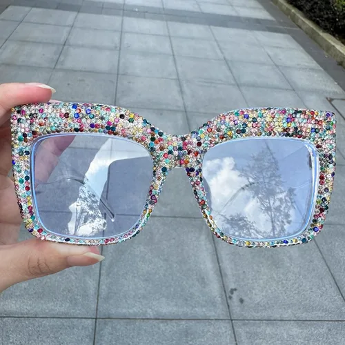 Miniatura 2 de Oprah Style - Lentes de lectura brillantes para mujer, con bloqueo de luz azul, diamantes brillantes, cuadrados de gran tamaño, para lectura