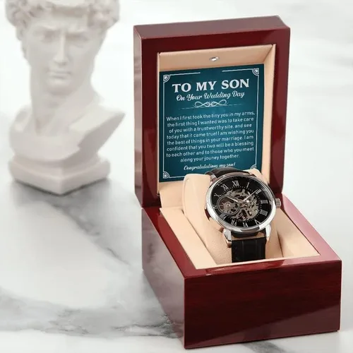 Miniatura 2 de Reloj calado para hombre con tarjeta de mensaje especial regalo de boda para hijo reloj de boda para hijo regalo para novio de mamá regalo de papá