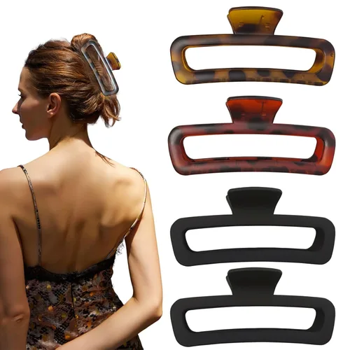 Miniatura 14 de Pinzas para el cabello de 5 pulgadas, irrompibles, cuadradas, rectangulares, color neutro, para cabello grueso y rizado, largo, para mujeres, A 5