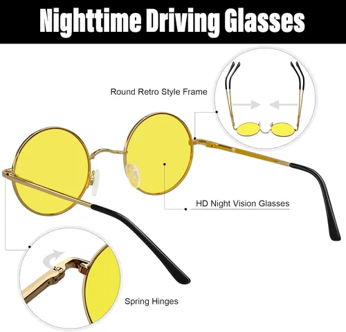 Miniatura 4 de KANASTAL Gafas de sol redondas polarizadas para mujeres y hombres, estilo hippie con protección UV400