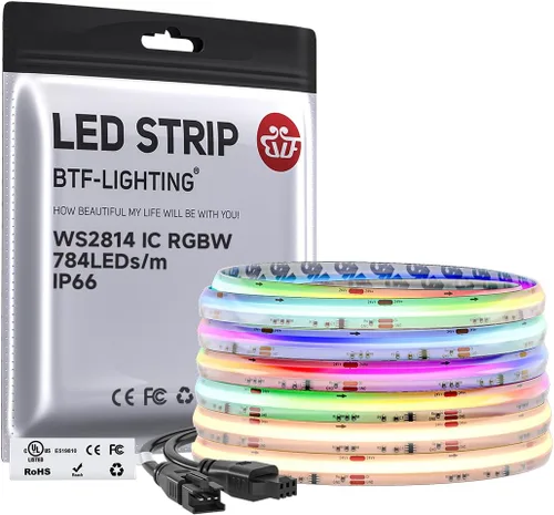 Miniatura 15 de BTF-LIGHTING Tira LED FCOB COB WS2814 IC RGBW 6000K Flexible de Alta Densidad con Efecto de Persecución de Color Uniforme 3m DC24V 896LED/m 16IC/m