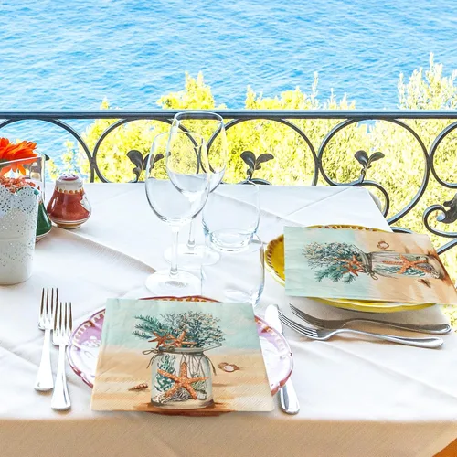 Miniatura 7 de AnyDesign Paquete de 80 servilletas de papel de playa desechables con estrellas de mar en orilla del mar, tarros de coral masón de postre
