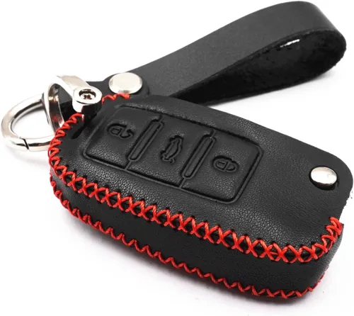 Cuero negro para VW Volkswagen Jetta Polo Tiguan Beetle Golf GTI/R/MK6 5 Passat Sharan Skoda Octavia 3 botones Smart Remote Flip Key Fob Case Cover