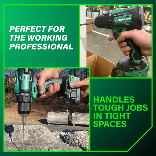 Miniatura 7 de Metabo HPT Kit de taladro de martillo inalámbrico MultiVolt™ de 36 V sin escobillas de 1/2 pulgada, kit de taladro eléctrico con baterías Metabo