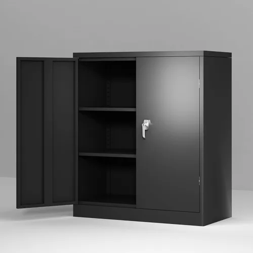 Miniatura 10 de Armario de almacenamiento de metal de 35.43 pulgadas de alto con ruedas, armario de almacenamiento con cerradura con 1 cajón y 2 puertas, gabinetes