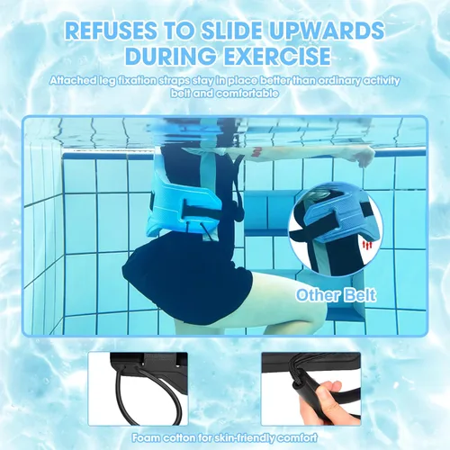 Miniatura 2 de Cinturón flotante para natación, aeróbicos acuáticos con correas de fijación, cinturón de flotación para piscina, fitness y terapia de entrenamiento