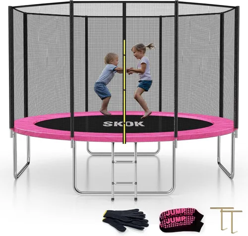 Miniatura 14 de SKOK Trampolín para niños, trampolín al aire libre de 400 libras con red aprobada por ASTM para niños y adultos Manzana Verde (Apple Green)