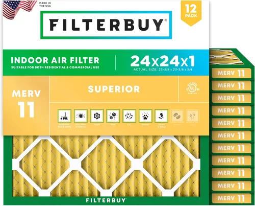 Miniatura 29 de Filterbuy Filtro de aire MERV 11 de 14 x 24 x 1 superior, defensa de mascotas y alergias (paquete de 12), filtros electrostáticos plisados