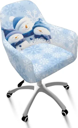 Miniatura 2 de Funda de asiento para silla de oficina, diseño de muñeco de nieve, con reposabrazos, reutilizable, moderna, con parte inferior elástica, fácil