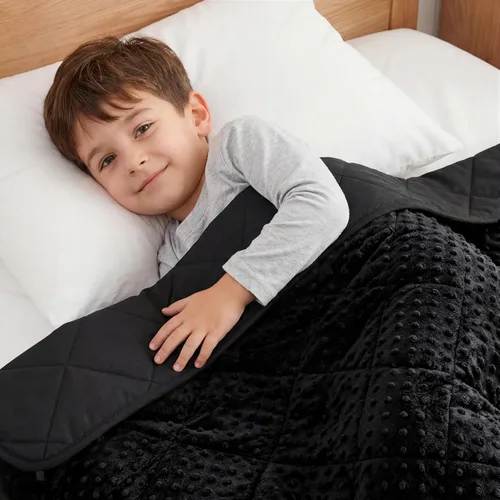 Miniatura 16 de MAXTID Manta con Peso para Niños de 3 Libras Mantas Pesadas Reversibles Negras 36"x48" Manta Cálida Hush Regalos Negro