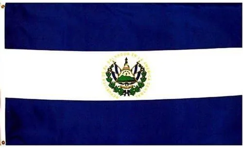 Bandera de El Salvador de 2 x 3 pulgadas, ojales de latón, decoración de jardín, material de poliéster, bandera de alta calidad, color vivo y